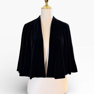 Ralph Lauren Black Velvet Formal Shrug Short Cape Size L Elegant Goth Black Tie